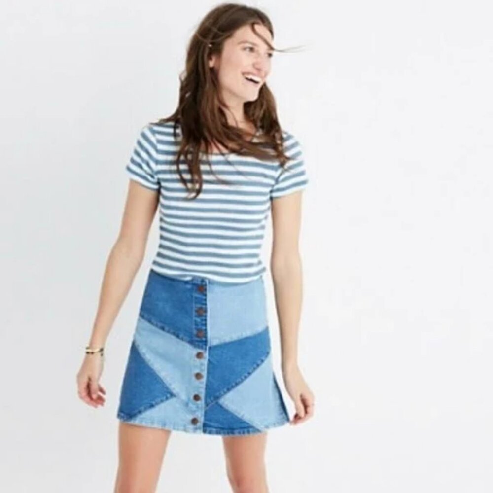 Madewell Striped Knit Top in Blue and White size S